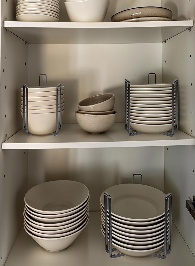 wutfuooo 4PCS Dinnerware Bowl Plate Holder ,Bowl Holders Organizer Fit for 4.7 and 6.5 Inches Diameters Bowl, Metal Bowl Storage Dying Display Rack for Kitchen Drawer, Countertop, Cabinet, Shelf, Cupboard - Image 5